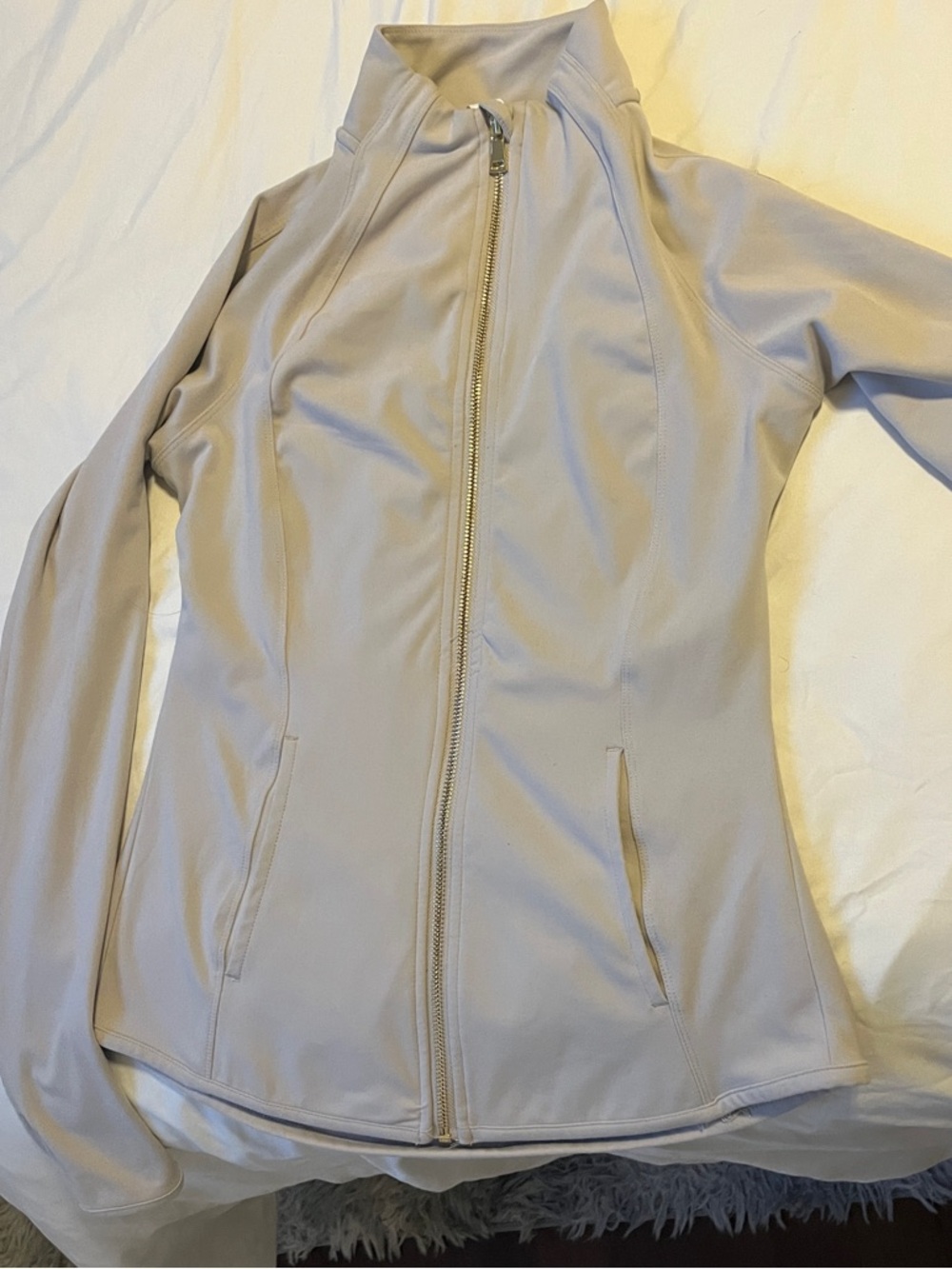 Yogalicious Light Gray Full-Zip Bomber Jacket